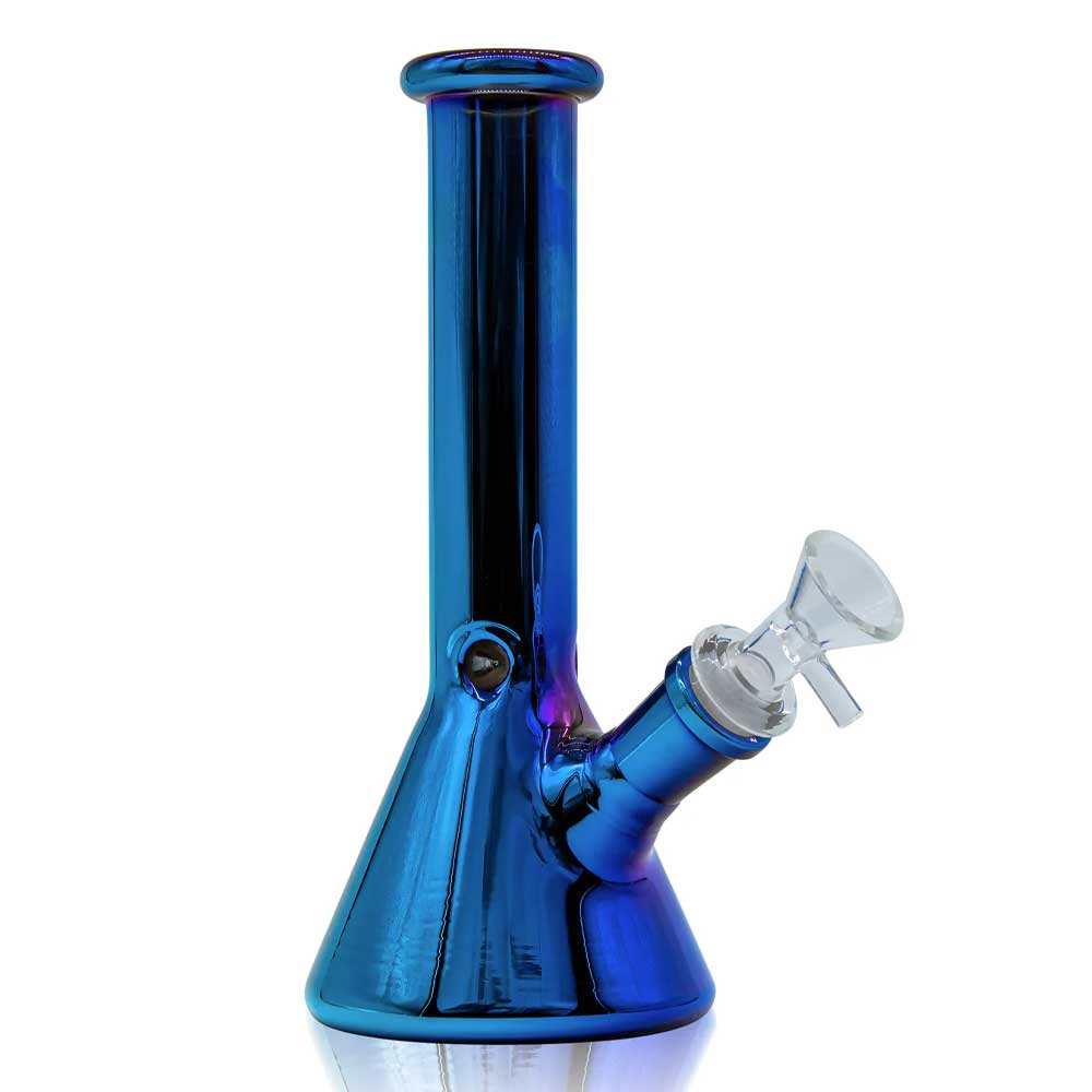 8" IRIDESCENT BEAKER BONG cobalt blue