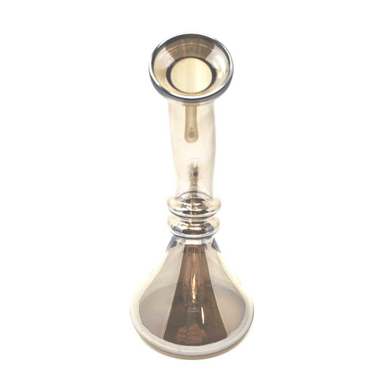 8" TILTED NECK IRIDESCENT BEAKER BONG - SILVER FUMED