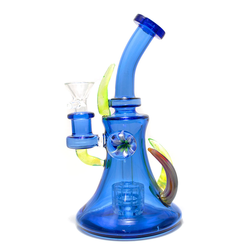 Blue Banger Hanger Dab Rig with Slyme Horns & Marble -14mm – SC INC.