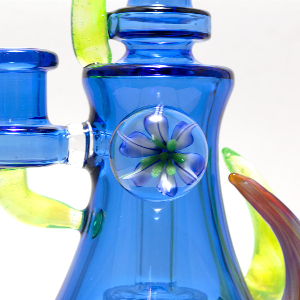Blue Banger Hanger Dab Rig with Slyme Horns & Marble -14mm – SC INC.