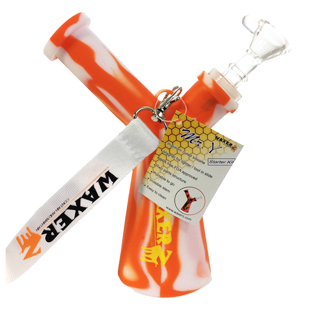 WAXERZ SILICONE Personal Water Pipe Orange & White