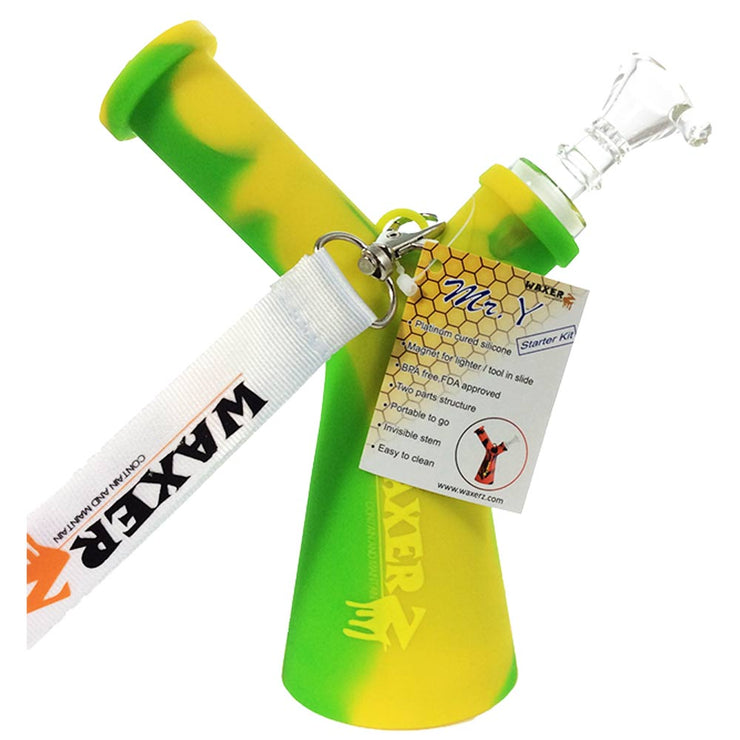 WAXERZ SILICONE Personal Water Pipe Green & Yellow