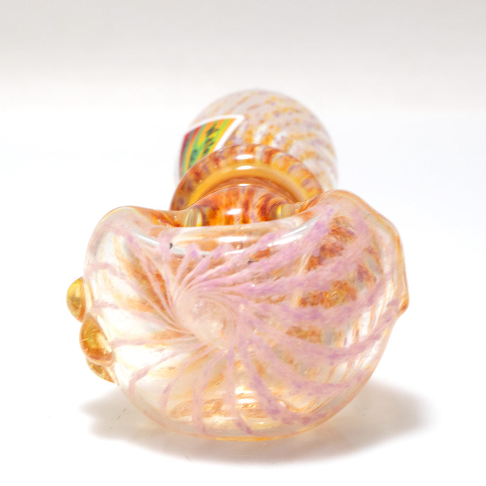 Water House Hand Pipe Lined Pink Gold & Silver Fume Front