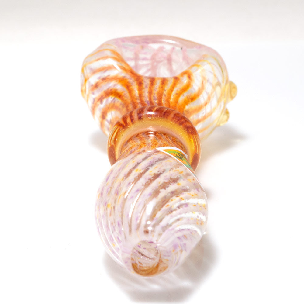 Water House Hand Pipe Lined Pink Gold & Silver Fume Mouth
